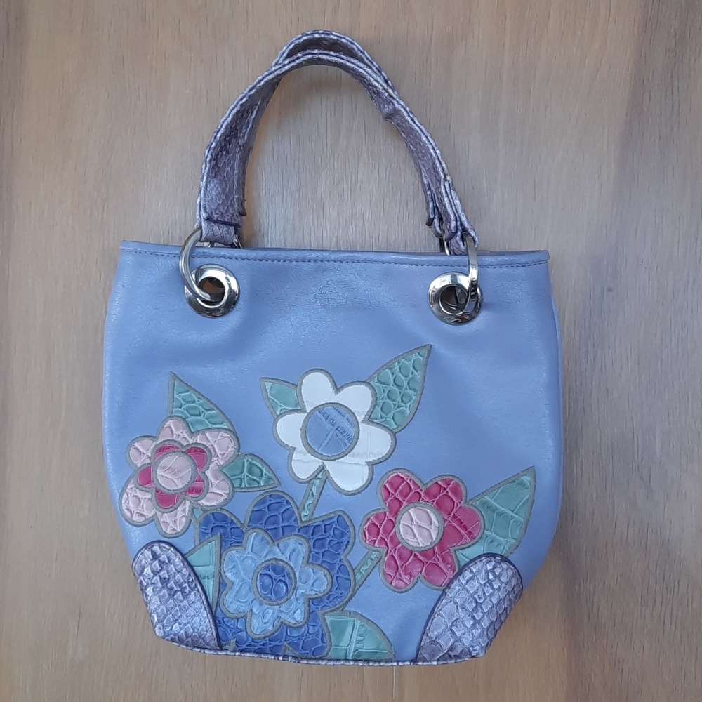Kathy Van Zeeland Purple Flower Handbag